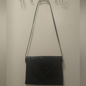 Black Patent Leather Envelope Style Shoulder Bag